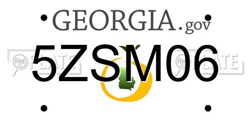 5ZSM06 Georgia License Plate