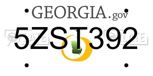 5ZST392 Georgia License Plate