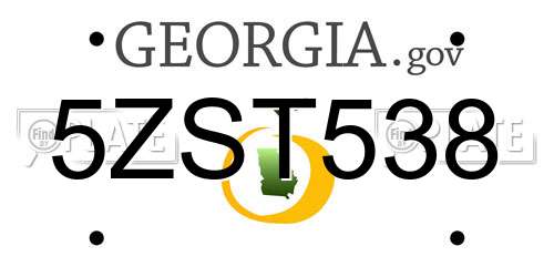 5ZST538 Georgia License Plate