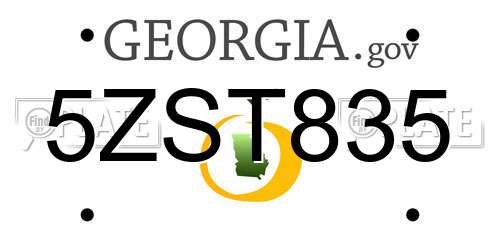 5ZST835 Georgia License Plate