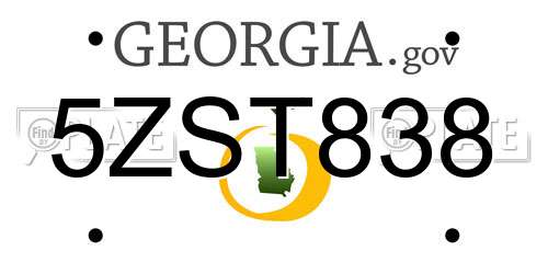 5ZST838 Georgia License Plate