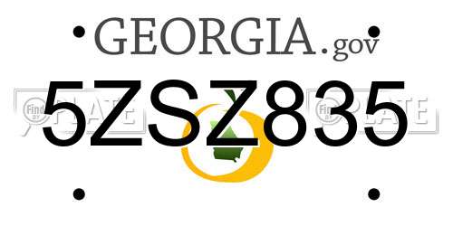 5ZSZ835 Georgia License Plate