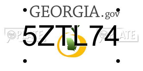 5ZTL74 Georgia License Plate