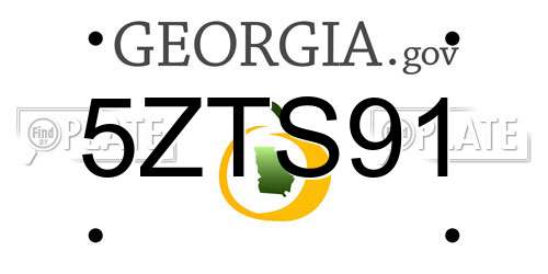 5ZTS91 Georgia License Plate