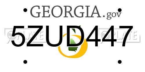 5ZUD447 Georgia License Plate