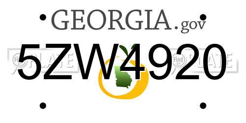 5ZW4920 Georgia License Plate