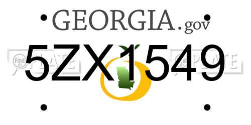 5ZX1549 Georgia License Plate