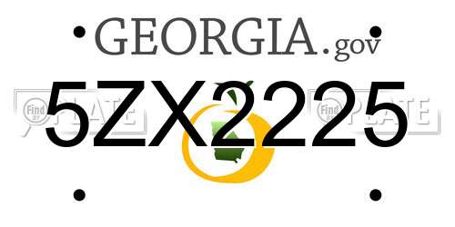 5ZX2225 Georgia License Plate