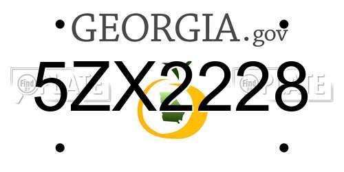 5ZX2228 Georgia License Plate
