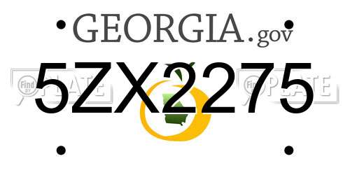 5ZX2275 Georgia License Plate