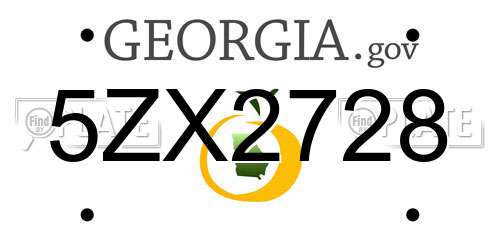 5ZX2728 Georgia License Plate