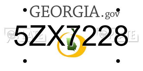 5ZX7228 Georgia License Plate
