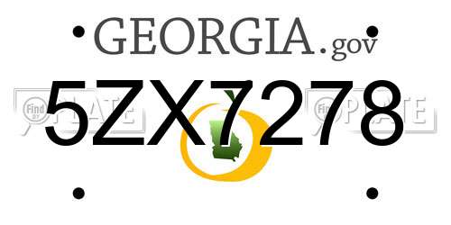 5ZX7278 Georgia License Plate
