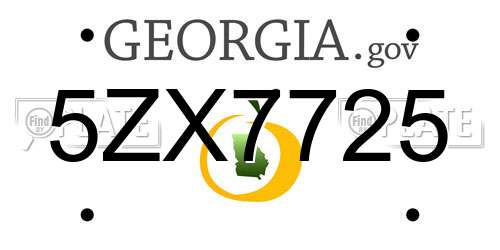 5ZX7725 Georgia License Plate