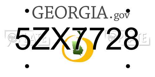 5ZX7728 Georgia License Plate