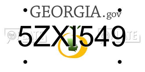 5ZXI549 Georgia License Plate