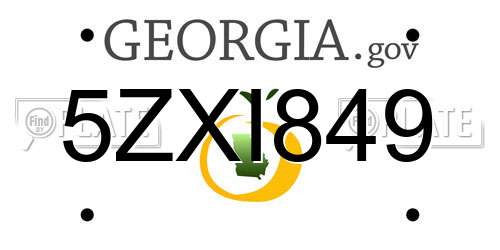 5ZXI849 Georgia License Plate