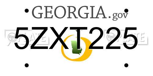 5ZXT225 Georgia License Plate