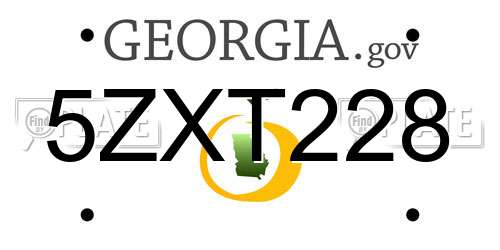 5ZXT228 Georgia License Plate