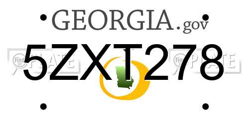 5ZXT278 Georgia License Plate