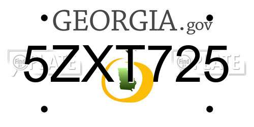5ZXT725 Georgia License Plate