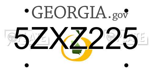 5ZXZ225 Georgia License Plate