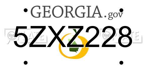 5ZXZ228 Georgia License Plate