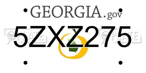 5ZXZ275 Georgia License Plate