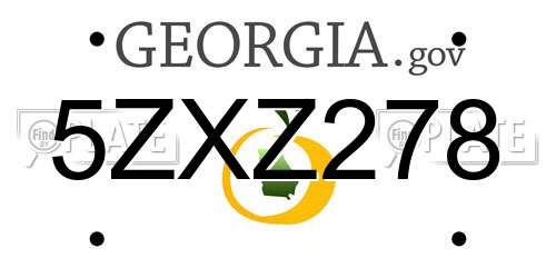 5ZXZ278 Georgia License Plate