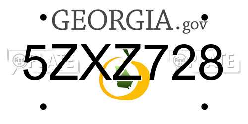 5ZXZ728 Georgia License Plate