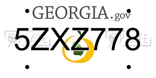 5ZXZ778 Georgia License Plate