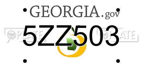 5ZZ503 Georgia License Plate