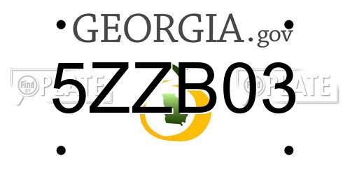 5ZZB03 Georgia License Plate