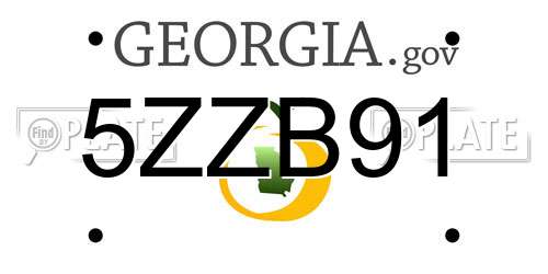 5ZZB91 Georgia License Plate