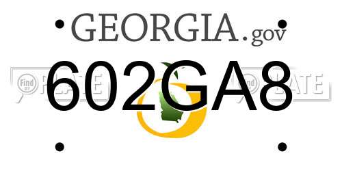 602GA8 Georgia License Plate