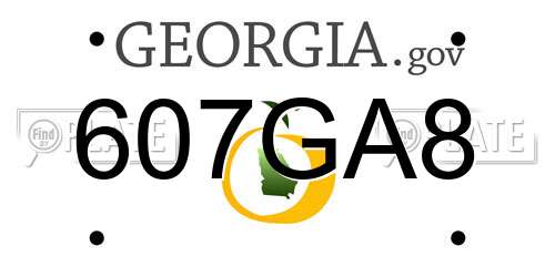 607GA8 Georgia License Plate