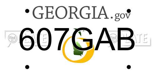 607GAB Georgia License Plate