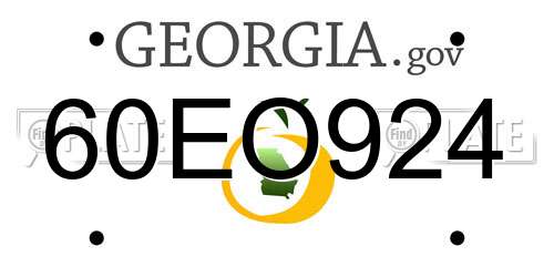 60EO924 Georgia License Plate