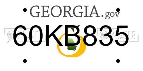 60KB835 Georgia License Plate