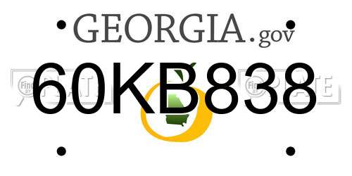 60KB838 Georgia License Plate