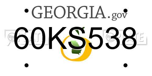 60KS538 Georgia License Plate