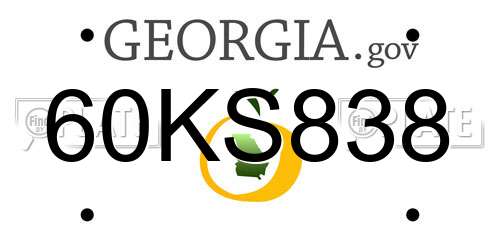 60KS838 Georgia License Plate
