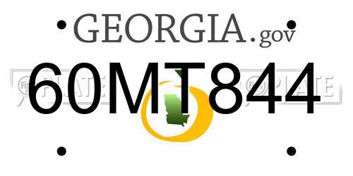 60MT844 Georgia License Plate