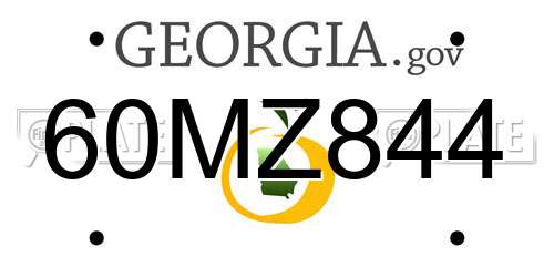 60MZ844 Georgia License Plate