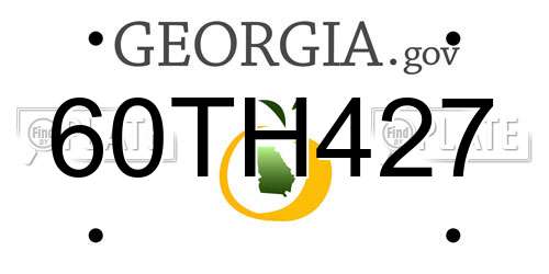 60TH427 Georgia License Plate
