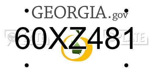 60XZ481 Georgia License Plate