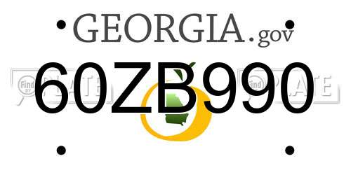 60ZB990 Georgia License Plate