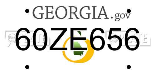 60ZE656 Georgia License Plate