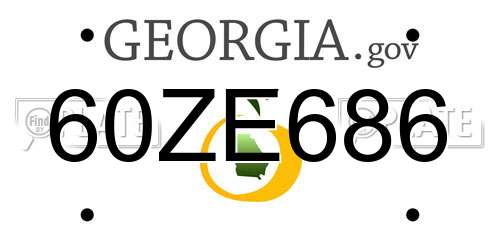 60ZE686 Georgia License Plate