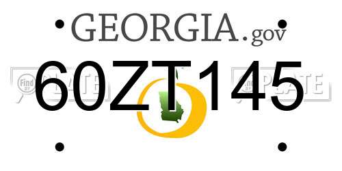 60ZT145 Georgia License Plate